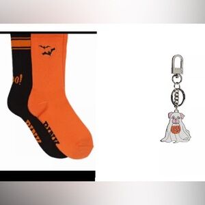Halloween Crew Socks & Ghost Dog Keychain NWT